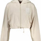 Chic Beige Hooded Zip Sweatshirt