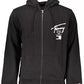 Elegant Black Cotton Zip Hoodie