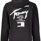 Elegant Black Cotton Zip Hoodie