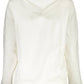 Chic White Hooded Sweatshirt with Central Pocket