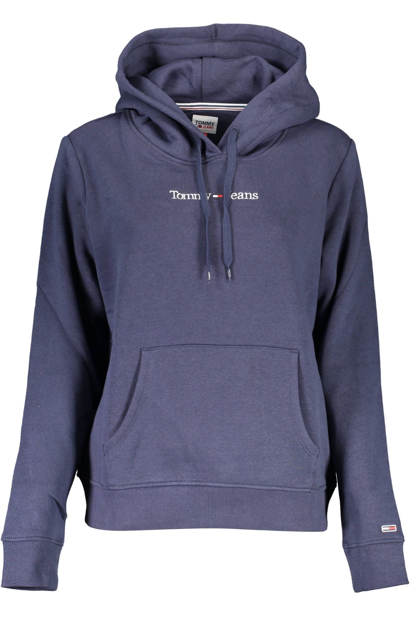 Chic Blue Hooded Sweatshirt with Embroidery Detail