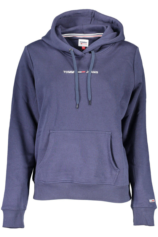 Chic Blue Hooded Sweatshirt with Embroidered Logo