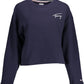 Chic Blue Embroidered Round Neck Sweatshirt