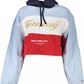 Chic Blue Hooded Sweatshirt with Embroidery