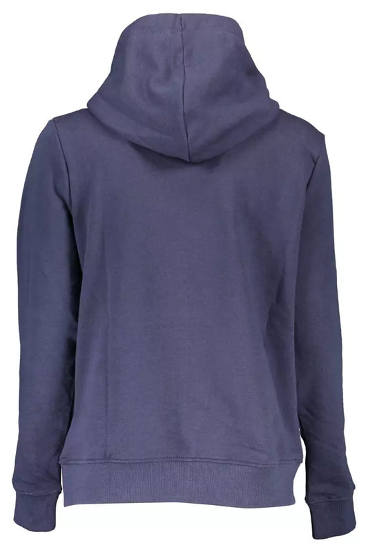 Chic Blue Hooded Sweatshirt with Logo Print