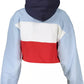 Chic Blue Hooded Sweatshirt with Embroidery