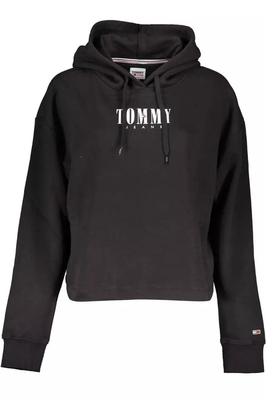 Chic Black Hooded Sweatshirt with Logo Embroidery