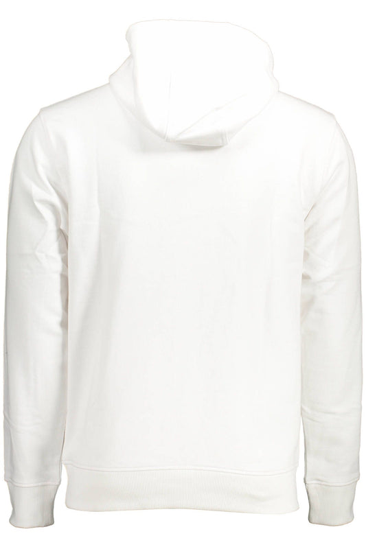 Chic White Cotton Hoodie with Central Pocket