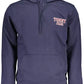 Elegant Blue Hooded Cotton Sweater
