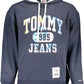 Contrast Detail Hooded Blue Sweater