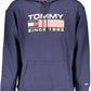 Classic Blue Cotton Hoodie with Unique Brand Embroidery