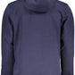 Elegant Blue Hooded Cotton Sweater
