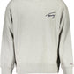Sleek Gray Crew Neck Embroidered Sweatshirt