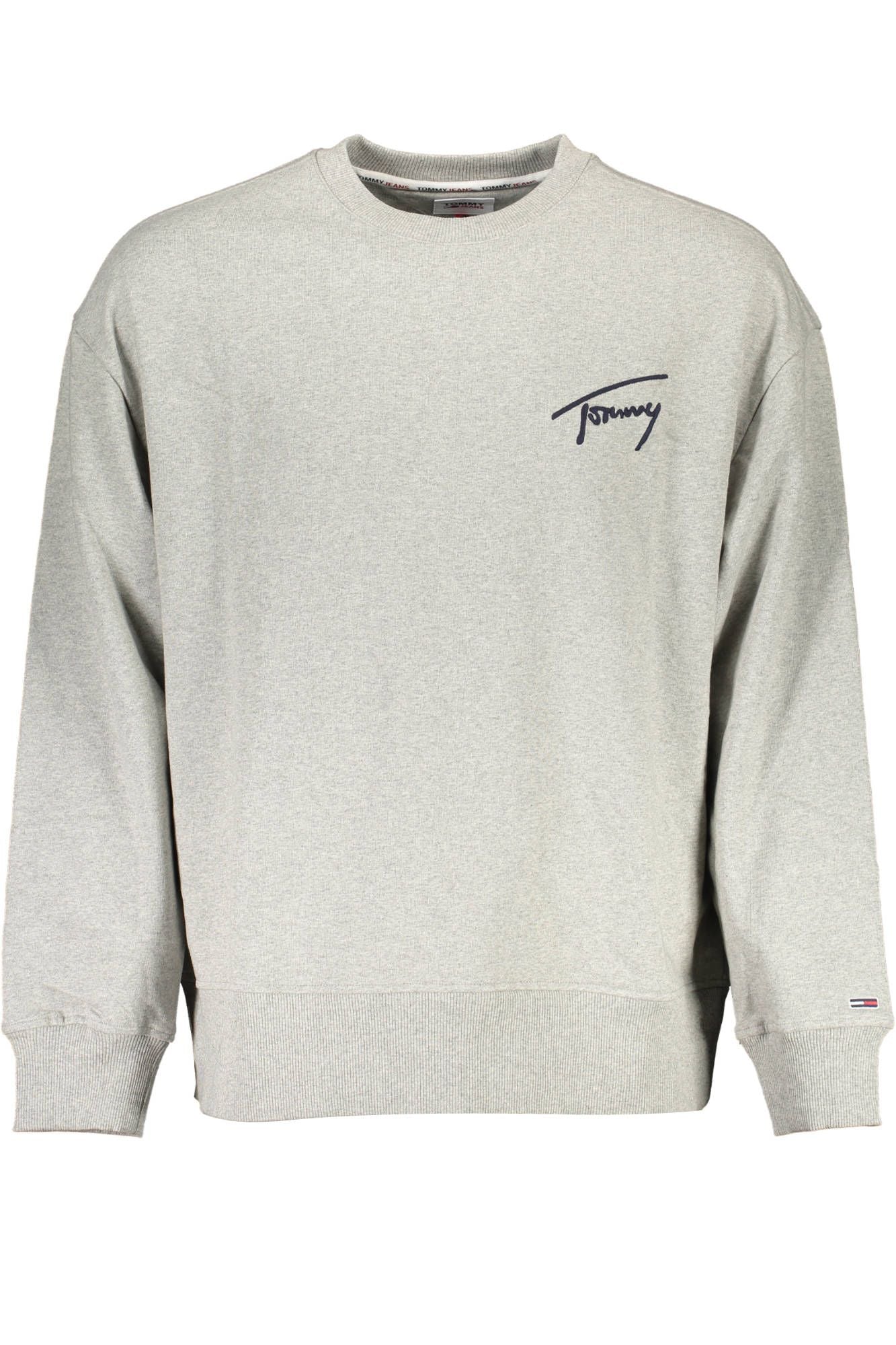 Sleek Gray Crew Neck Embroidered Sweatshirt