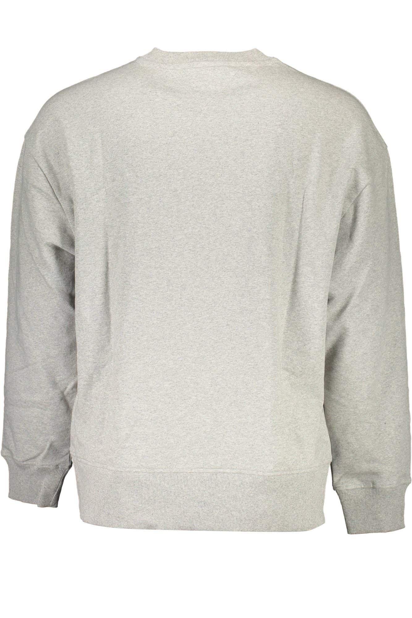 Sleek Gray Crew Neck Embroidered Sweatshirt