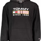 Sleek Black Cotton Hoodie with Embroidered Logo