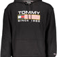 Chic Black Hooded Sweater with Logo Embroidery