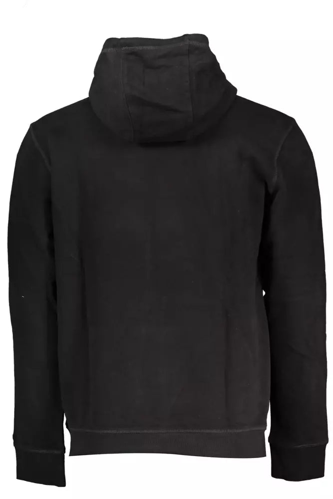 Elegant Black Hooded Sweatshirt with Embroidered Logo