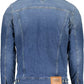 Chic Blue Denim Jacket with Embroidered Logo