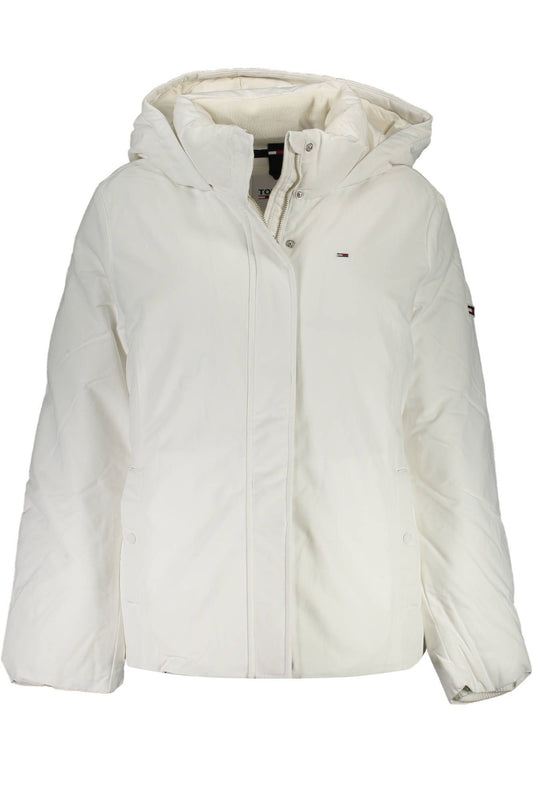 Chic White Hooded Jacket with Logo Detail