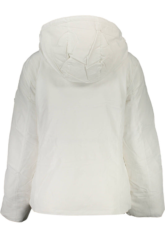 Chic White Hooded Jacket with Logo Detail