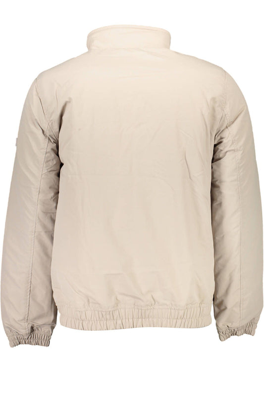 Chic Beige Embroidered Jacket with Recycled Nylon