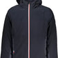 Elegant Blue Hooded Jacket with Contrasting Details