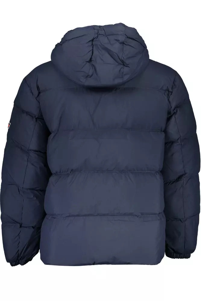 Eco-Conscious Blue Jacket with Hood