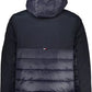 Elegant Blue Hooded Jacket with Contrasting Details