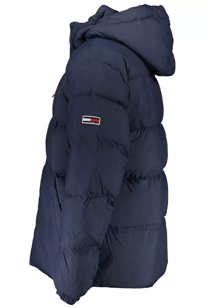 Eco-Conscious Blue Jacket with Hood