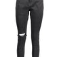 Super Skinny Worn Effect Jeans in Black
