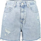 Chic Denim Mom Shorts with Embroidery