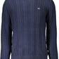 Chic Blue Embroidered Cotton Sweater