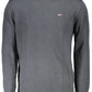 Elegant Gray Cotton Sweater with Logo Embroidery