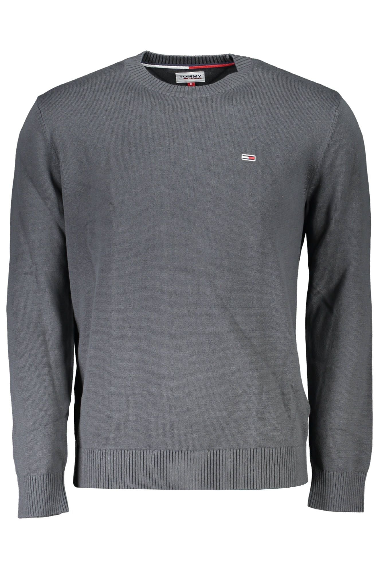 Elegant Gray Cotton Sweater with Logo Embroidery