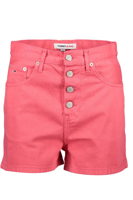 Chic Pink Denim Shorts with Embroidery Detail