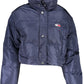 Eco-Conscious Blue Nylon Short Jacket