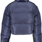 Eco-Conscious Blue Nylon Short Jacket