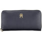 Chic Blue Polyurethane Wallet with Logo Detail