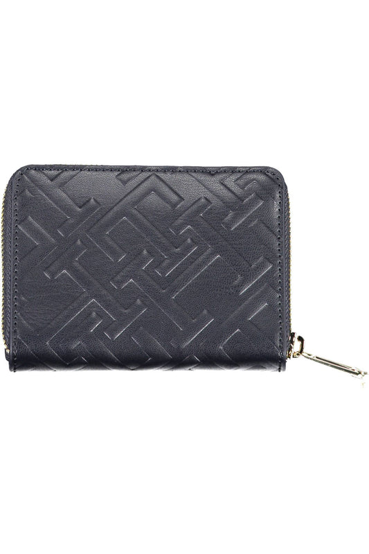 Elegant Blue Polyurethane Wallet with Coin Purse