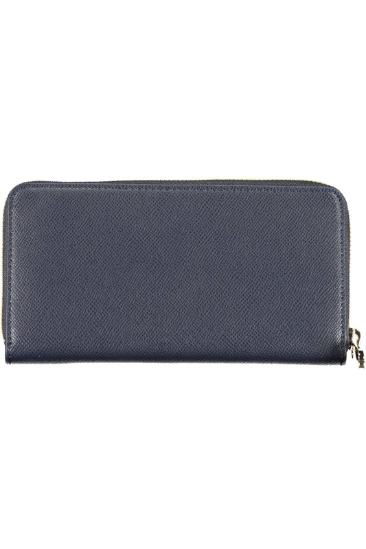 Chic Blue Polyurethane Wallet with Logo Detailing