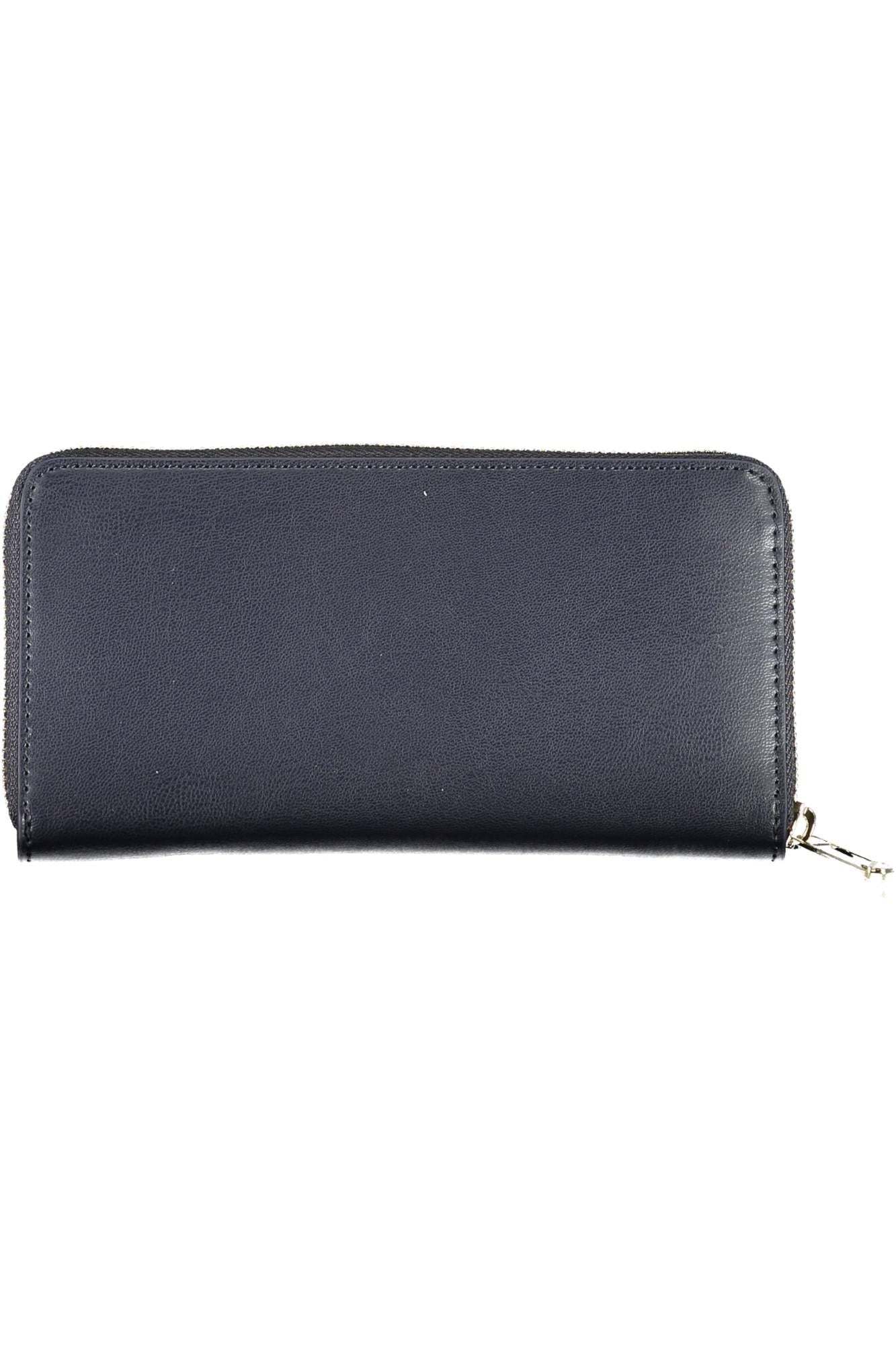 Chic Blue Polyurethane Wallet with Logo Detail