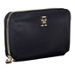Chic Blue Zippered Wallet with Logo Detail