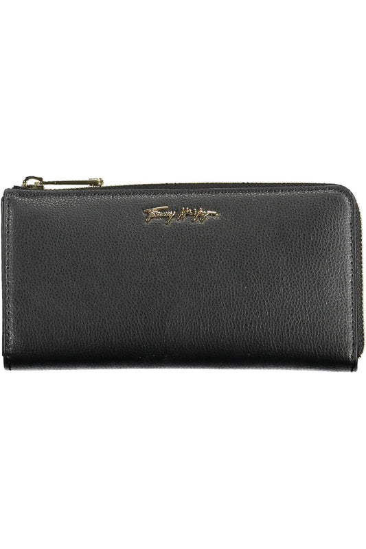 Elegant Black Polyurethane Ladies Wallet