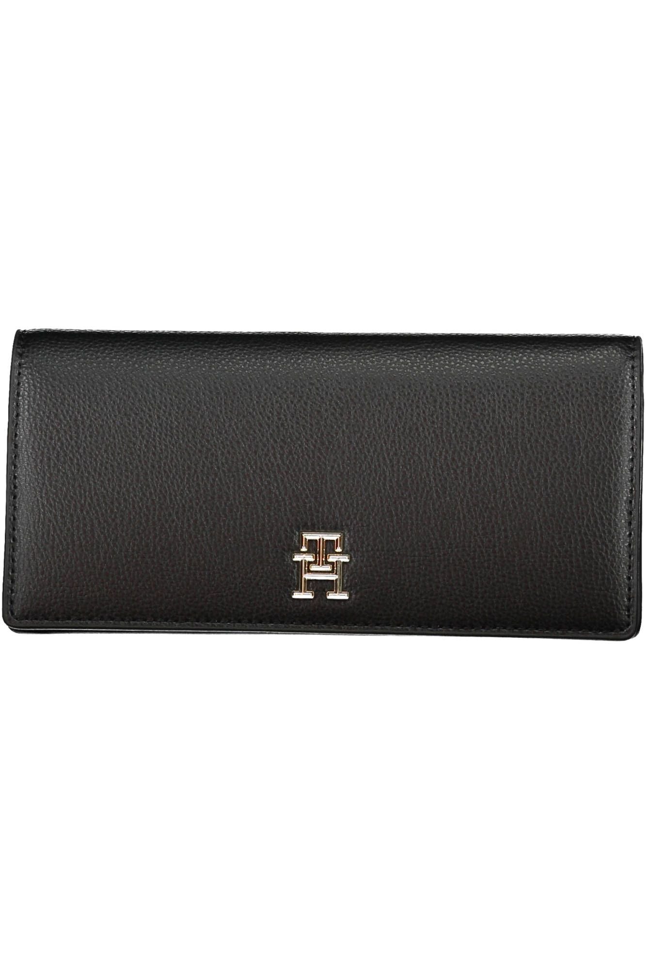 Elegant Black Polyurethane Wallet for Women