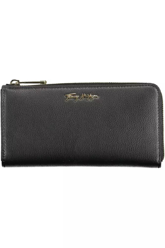 Elegant Black Polyethylene Wallet with Zip Closure