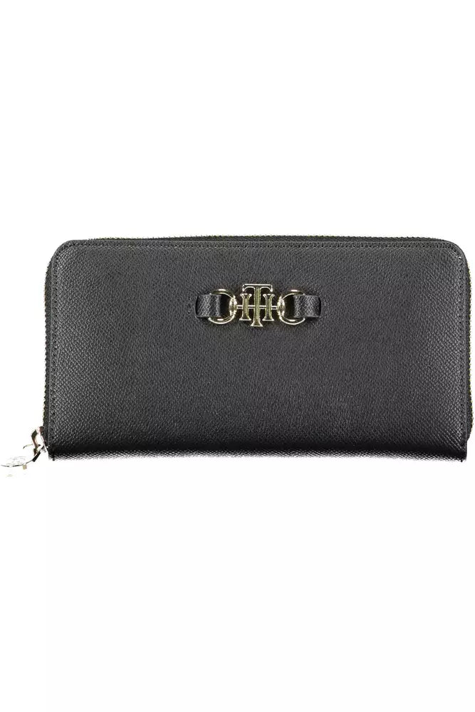 Elegant Black Zip Wallet with Logo