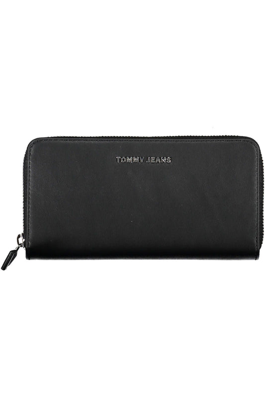 Elegant Black Polyurethane Wallet with Logo