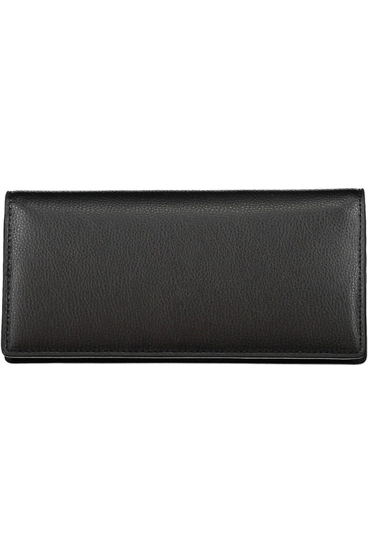 Elegant Black Polyurethane Wallet for Women