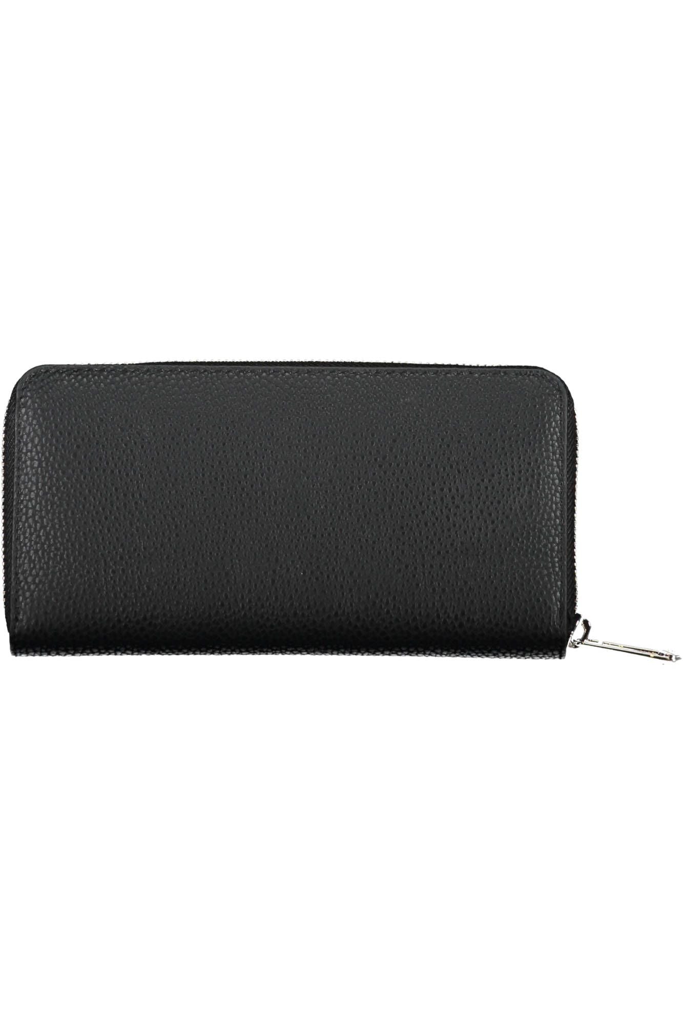 Elegant Black Polyurethane Wallet with Logo